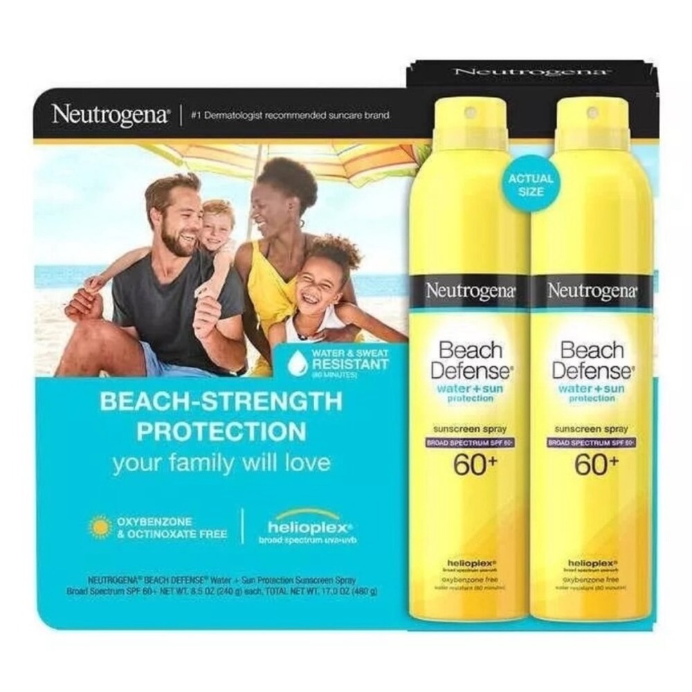 Neutrogena Beach Defense Sunscreen Spray, SPF 60+ Twin Pack